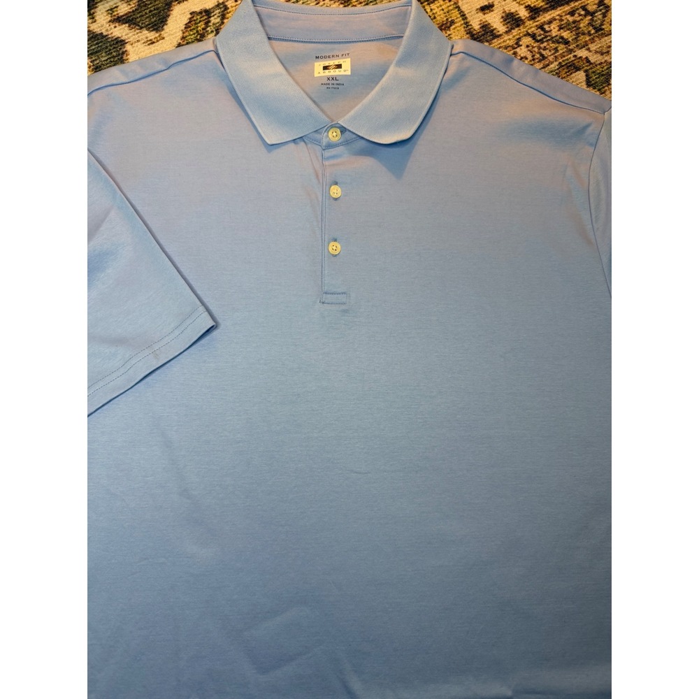 Joseph Abboud Mens XXL Light‎ Blue Modern Fit Short Sleeve Polo Shirt Business